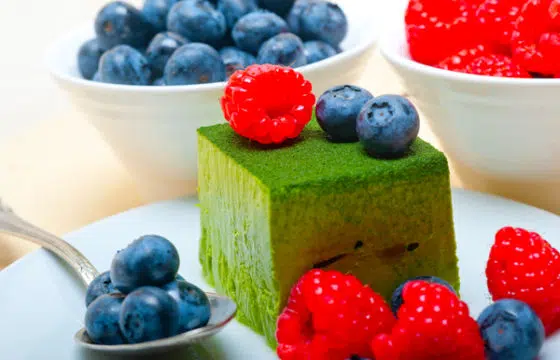 Mousse de chá matcha com azeite de oliva