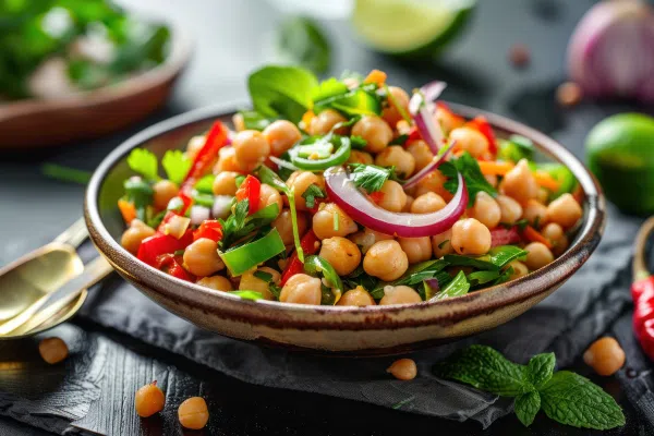 Salada de Grão-de-Bico com Atum